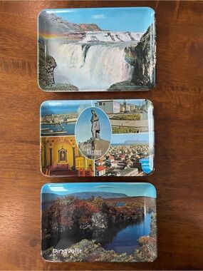 Set of vintage souvenir dishes from Iceland